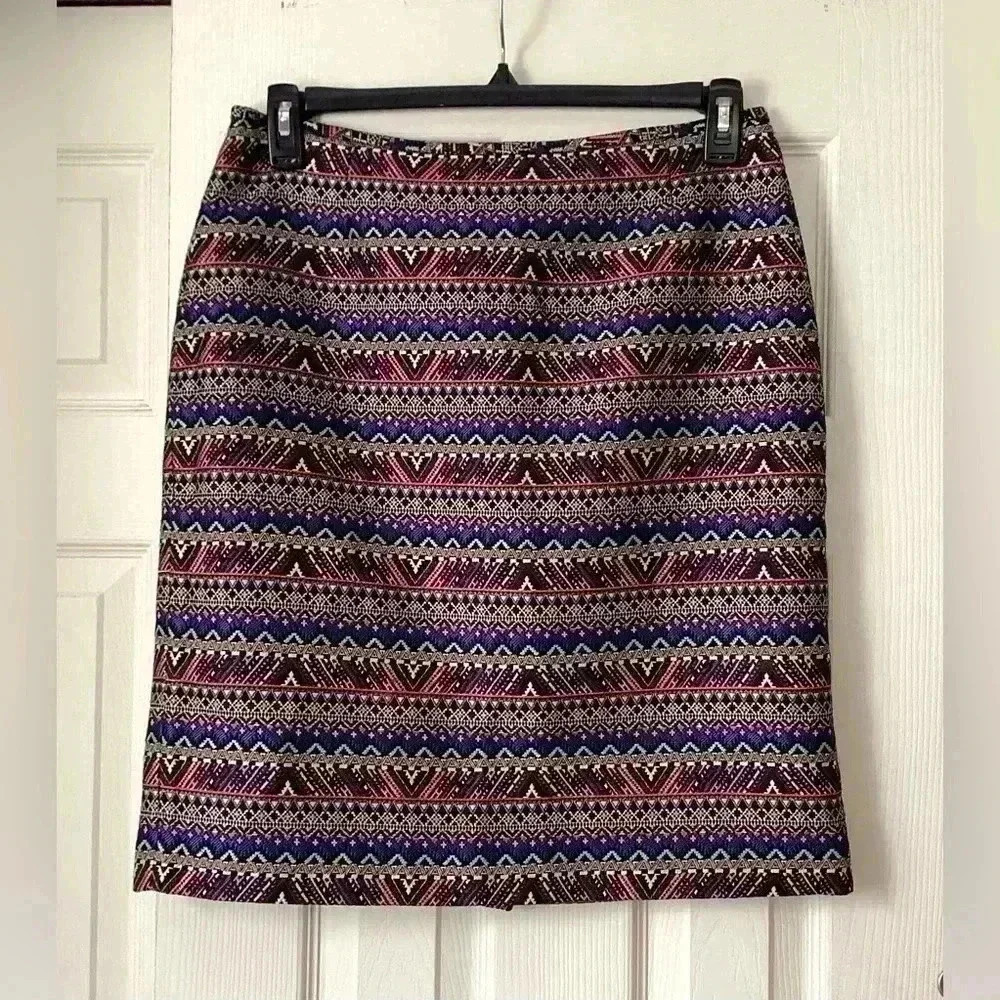 Tahari Asl Women's Straight Pencil Skirts Woven Boucle Colorful Multi Color Sz10